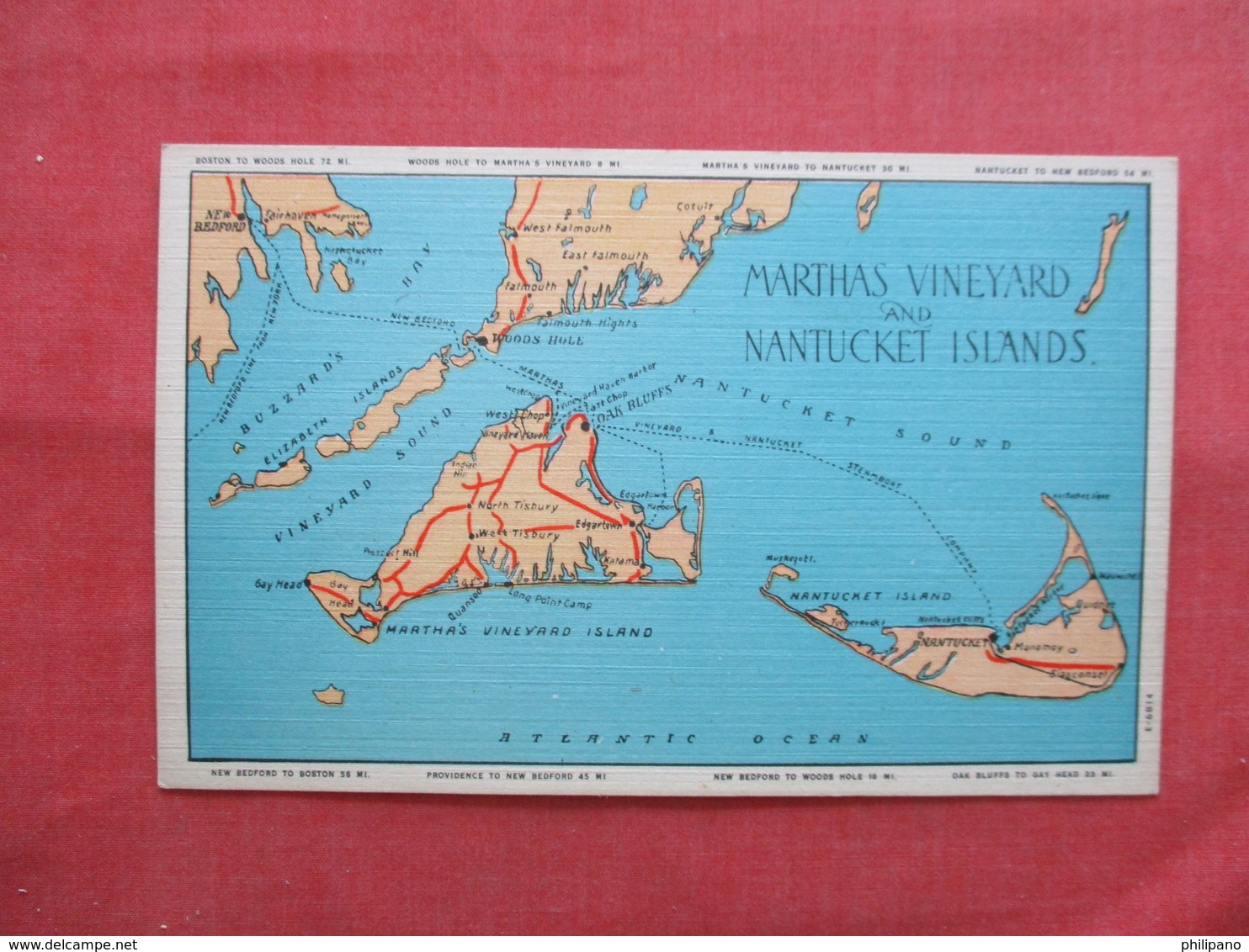 Map Marthas Vineyard &  Nantucket Islands     - Massachusetts > Nantucket     Ref  3474 - Nantucket