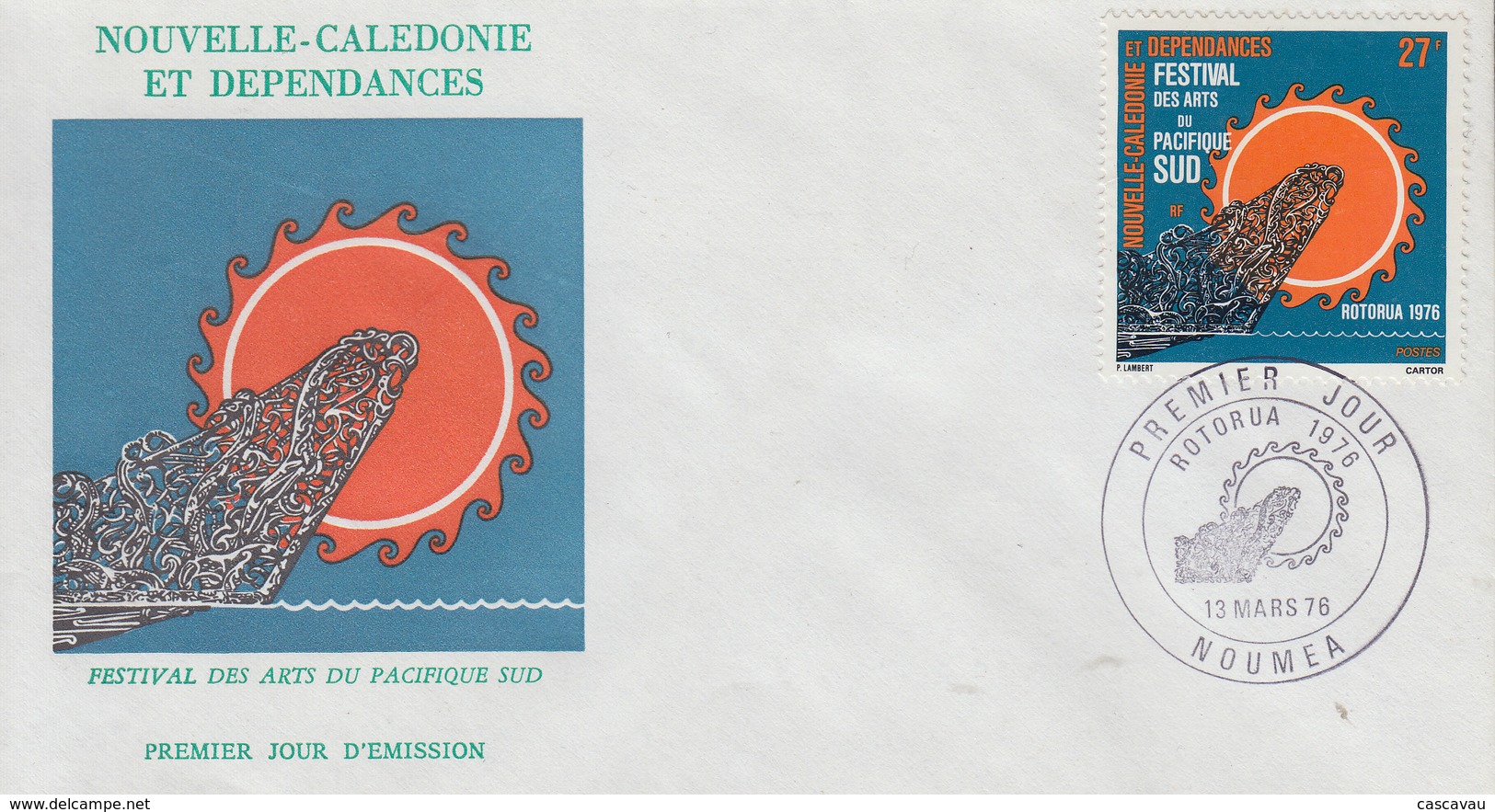Enveloppe  FDC  1er Jour   NOUVELLE CALEDONIE    Festival  Des  Arts  Du  Pacifique  Sud   1976 - FDC