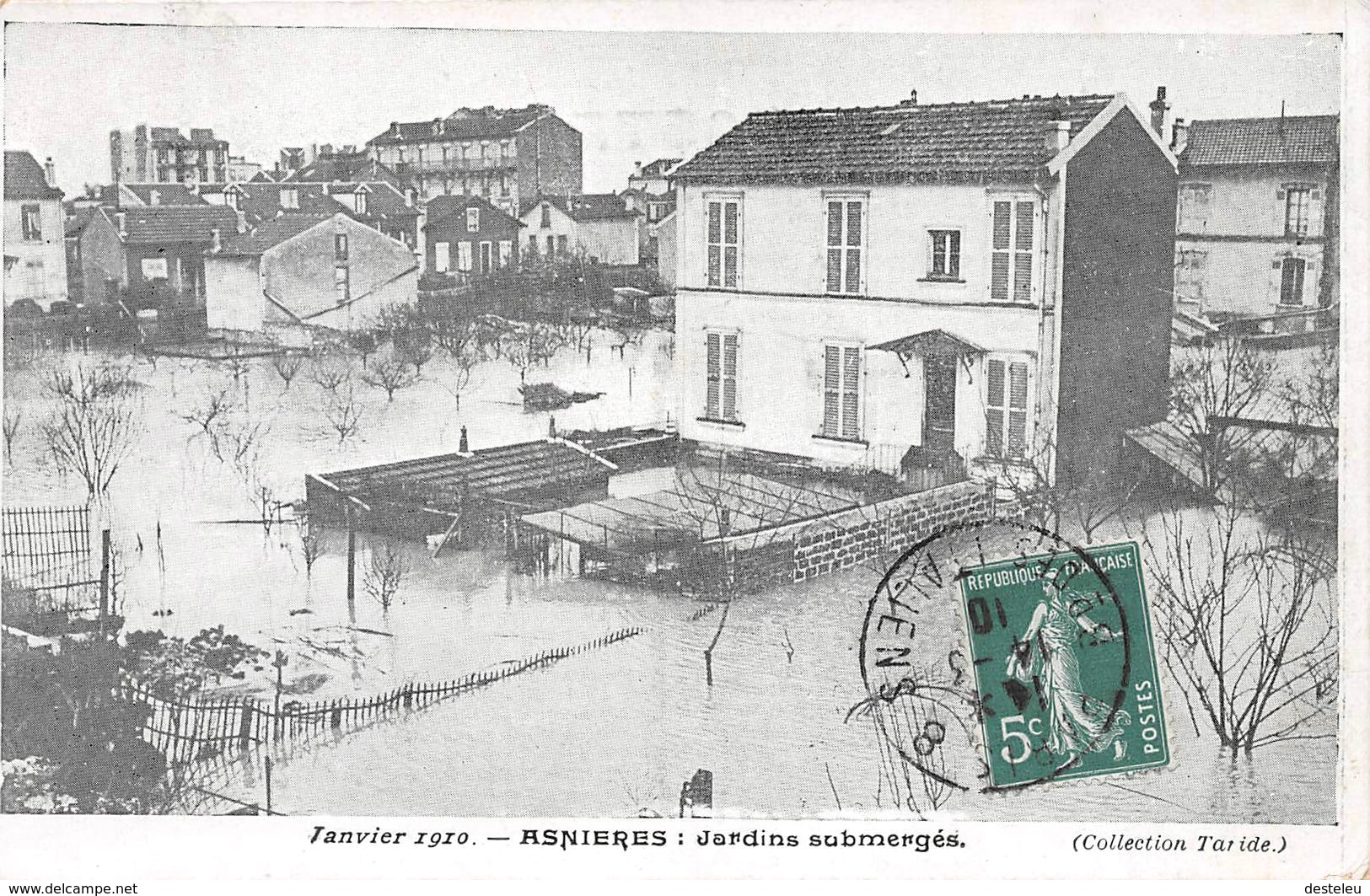 Janvier 1910 Jardins Submergés Asnières FRANCE - Arnières