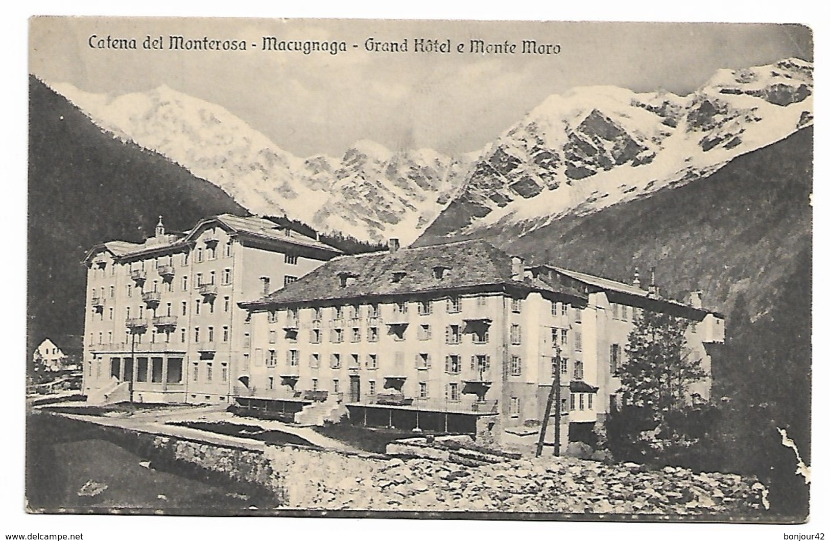 MACUGNAGA (italie) Grand Hotel E Monte Moro (pli Haut Droit) - Timbre 10 Centesimi - Altri & Non Classificati