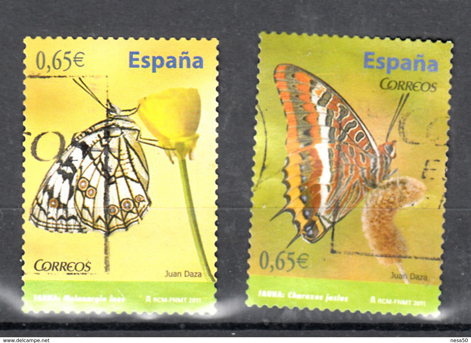 Spanje 2011 Mi Nr  4573 + 4574 , Vlinder, Butterfly - Gebruikt