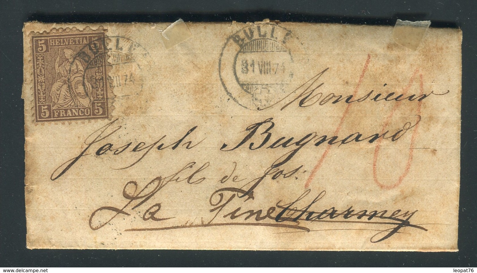 Suisse - Lettre ( Avec Texte ) De Bulle Pour La Fine En 1874 - Prix Fixe - Réf JJ 120 - Cartas & Documentos