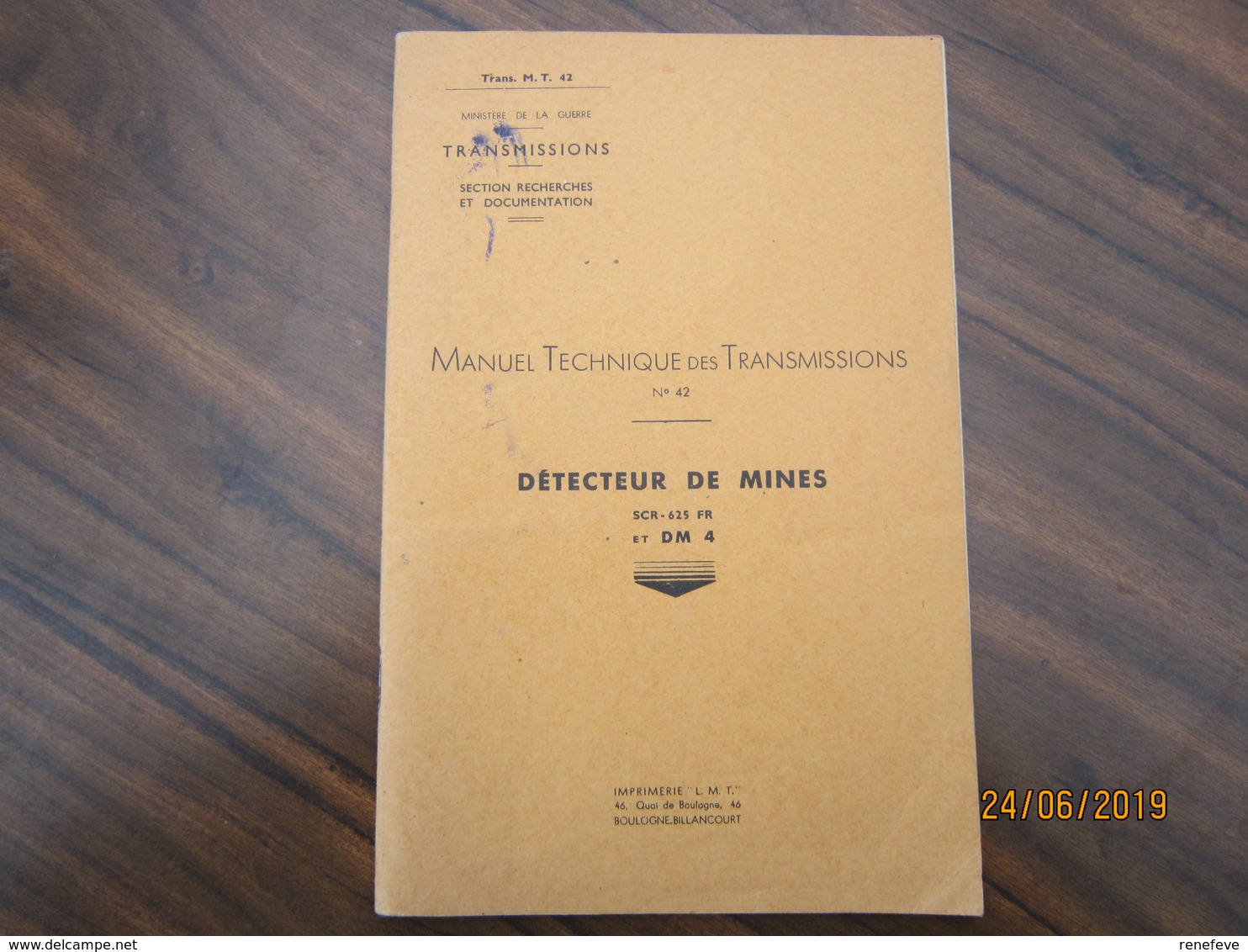Manuel Technique Détecteur De Mines   Scr 625 Fr  De 45 Pages           ---------------------------------------19 Meni - France