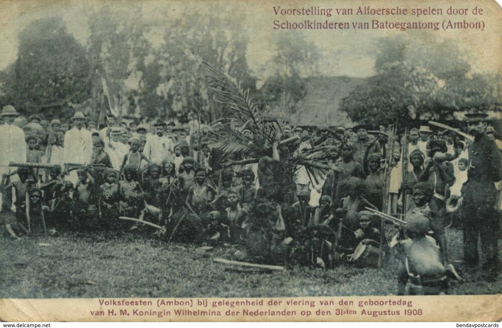 Indonesia, MOLUCCAS MALUKU AMBON, Princess's Day, Alfur Games (1908) Postcard - Indonésie