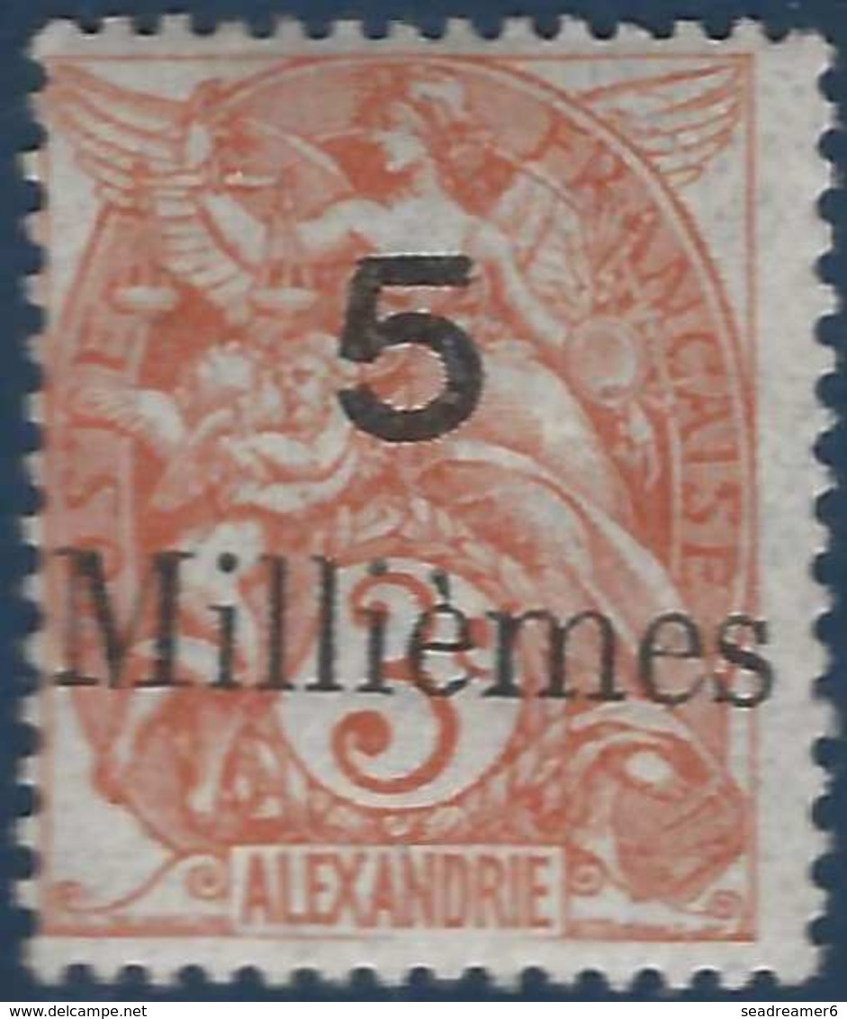 France Colonies Port Said N°38c* 5 /3c Orange Erreur Sur Timbre D'Alexandrie Signé Reine - Unused Stamps