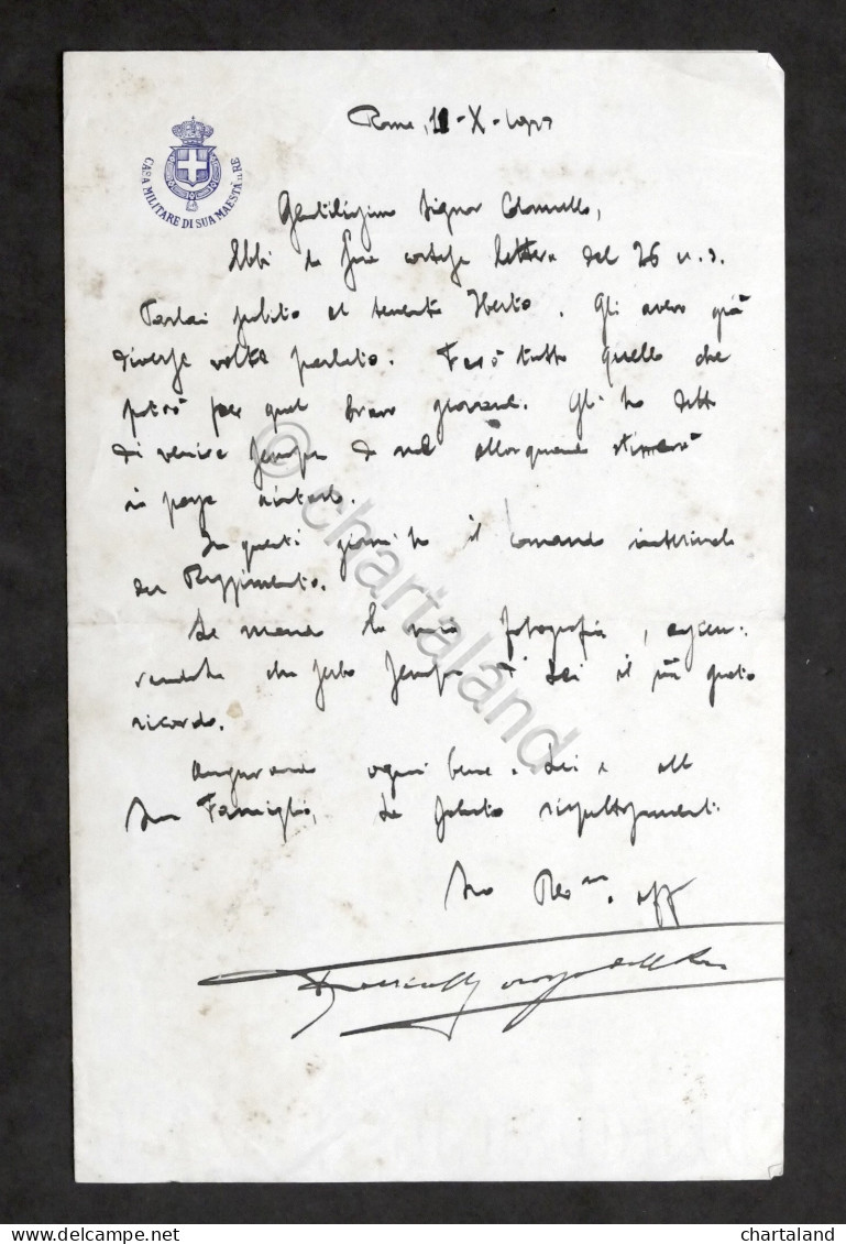 Lettera Manoscritta E Autografo Del Generale Federico Morozzo Della Rocca - 1923 - Altri & Non Classificati