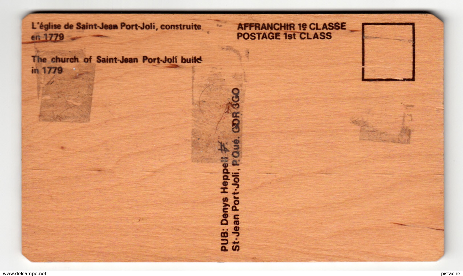 Real Wood - Bois Véritable - Very Thick Card - Saint-Jean-Port-Joli Québec - Church - 2 Scans - Andere & Zonder Classificatie