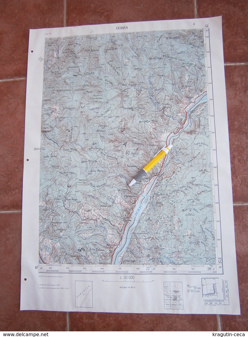 1953 DOBRA SERBIA JNA YUGOSLAVIA ARMY MAP MILITARY CHART PLAN PLAVIŠEVICA STARO SELO TISOVICA GOLUBINJE STUBEJ AJBENTAL - Topographical Maps