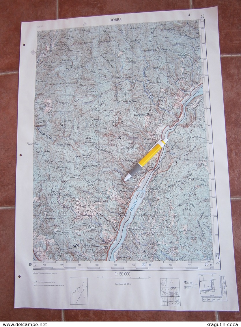 1953 DOBRA SERBIA JNA YUGOSLAVIA ARMY MAP MILITARY CHART PLAN PLAVIŠEVICA STARO SELO TISOVICA GOLUBINJE STUBEJ AJBENTAL - Topographical Maps