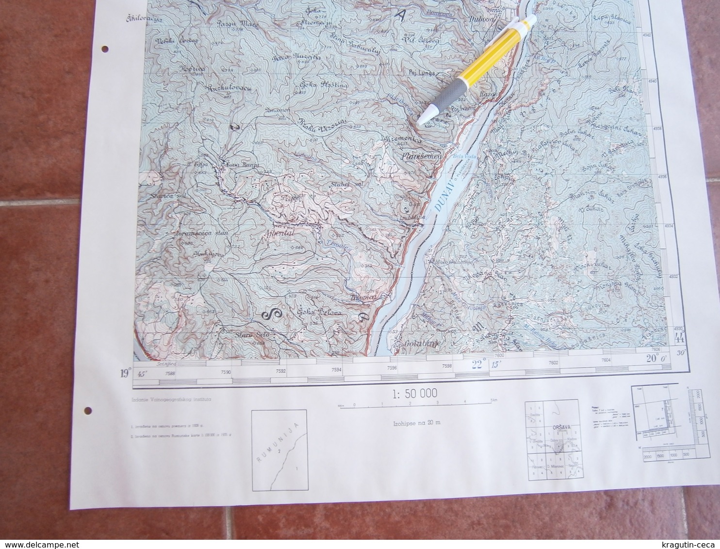 1953 DOBRA SERBIA JNA YUGOSLAVIA ARMY MAP MILITARY CHART PLAN PLAVIŠEVICA STARO SELO TISOVICA GOLUBINJE STUBEJ AJBENTAL - Topographical Maps