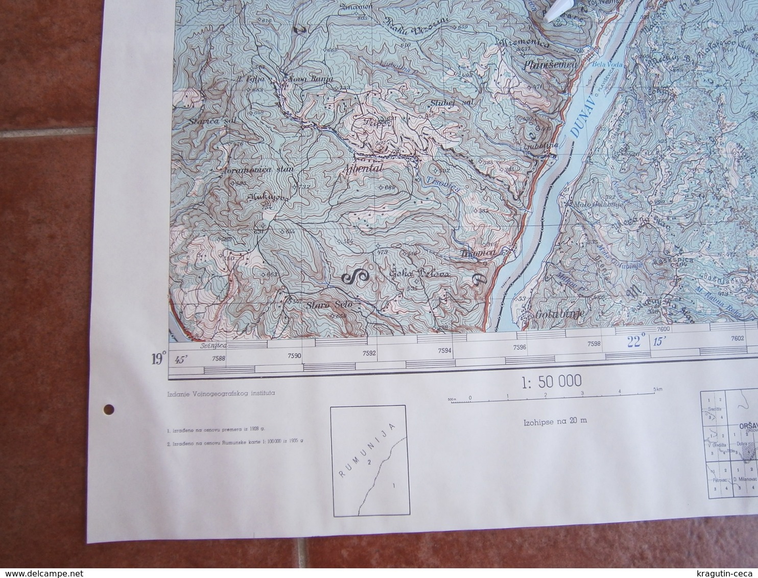 1953 DOBRA SERBIA JNA YUGOSLAVIA ARMY MAP MILITARY CHART PLAN PLAVIŠEVICA STARO SELO TISOVICA GOLUBINJE STUBEJ AJBENTAL - Topographical Maps