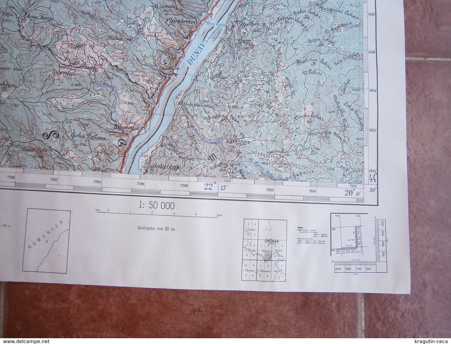 1953 DOBRA SERBIA JNA YUGOSLAVIA ARMY MAP MILITARY CHART PLAN PLAVIŠEVICA STARO SELO TISOVICA GOLUBINJE STUBEJ AJBENTAL - Topographical Maps