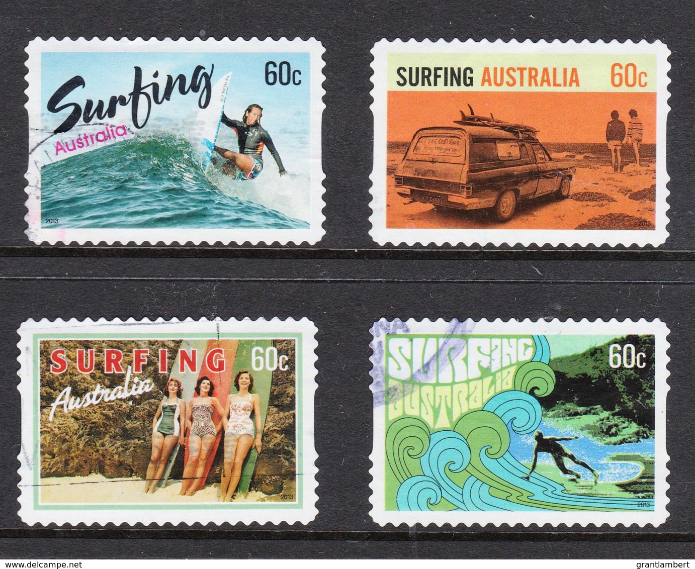 Australia 2013 Surfing Set Of 4 Self-adhesives Used - Usados