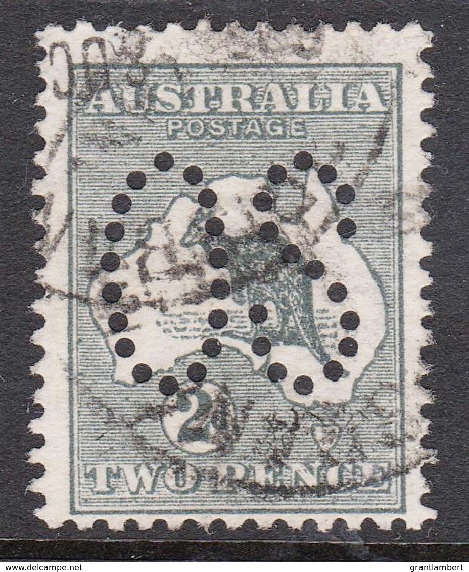 Australia 1913 Kangaroo 2d Grey 1st Watermark Perf Large OS Used - - Used Stamps