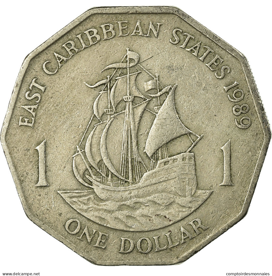 Monnaie, Etats Des Caraibes Orientales, Elizabeth II, Dollar, 1989, TTB - Territoires Britanniques Des Caraïbes