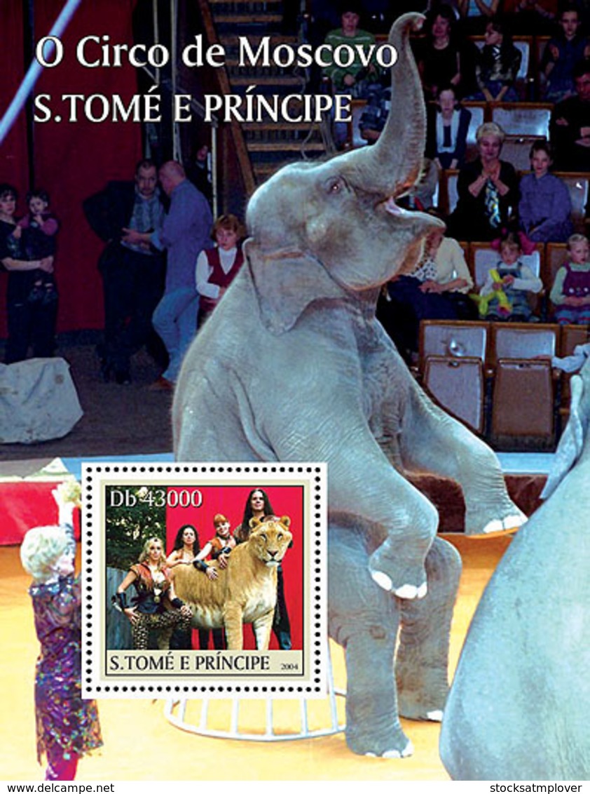Sao  Tome 2004 Fauna  Circus  ,tiger , Elephant - Sao Tome And Principe