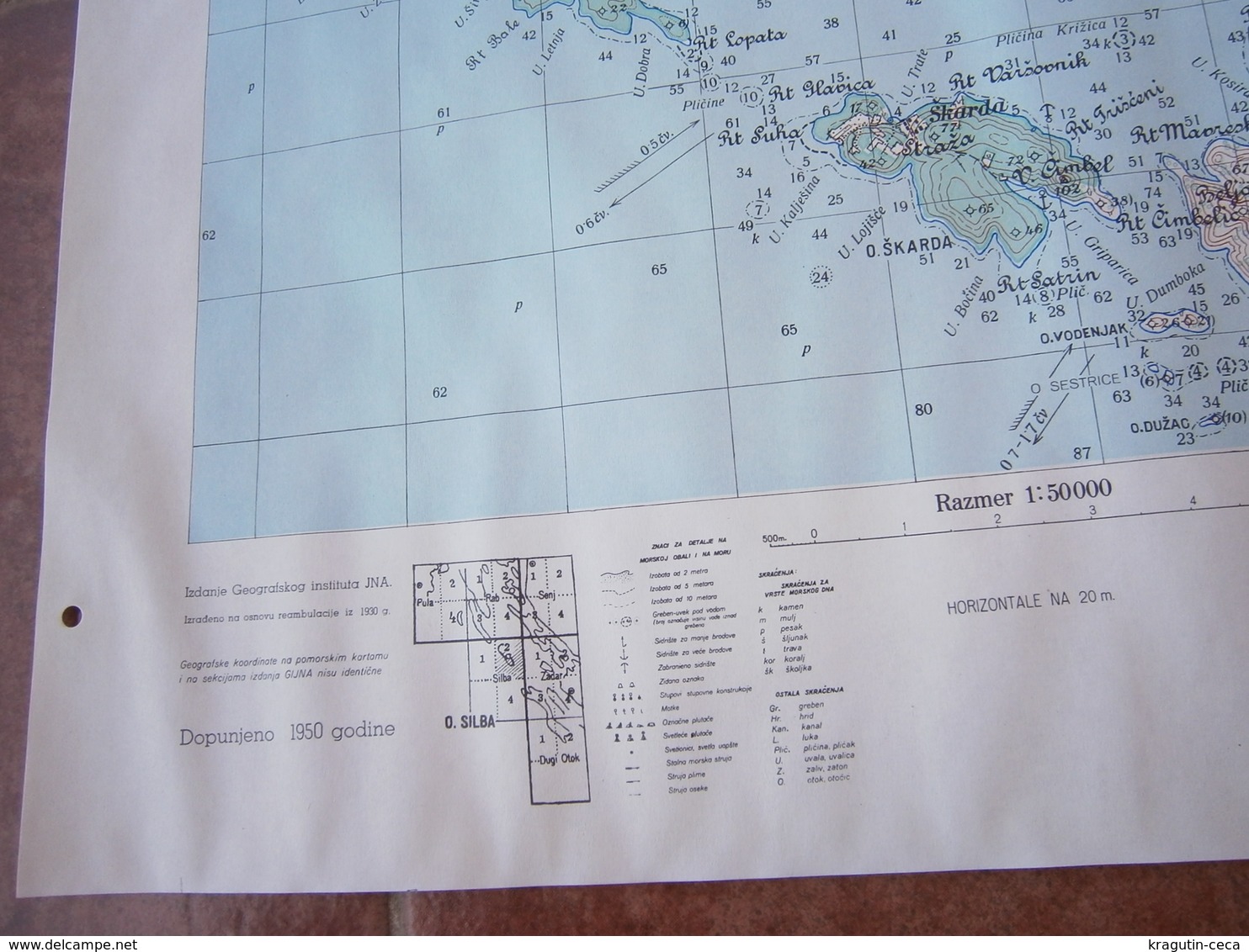 1950 SILBA CROATIA JNA YUGOSLAVIA ARMY MAP MILITARY CHART PLAN OLIB IST PREMUDA ADRIATIC SEA ŠKARDA SV NIKOLA - Mapas Topográficas