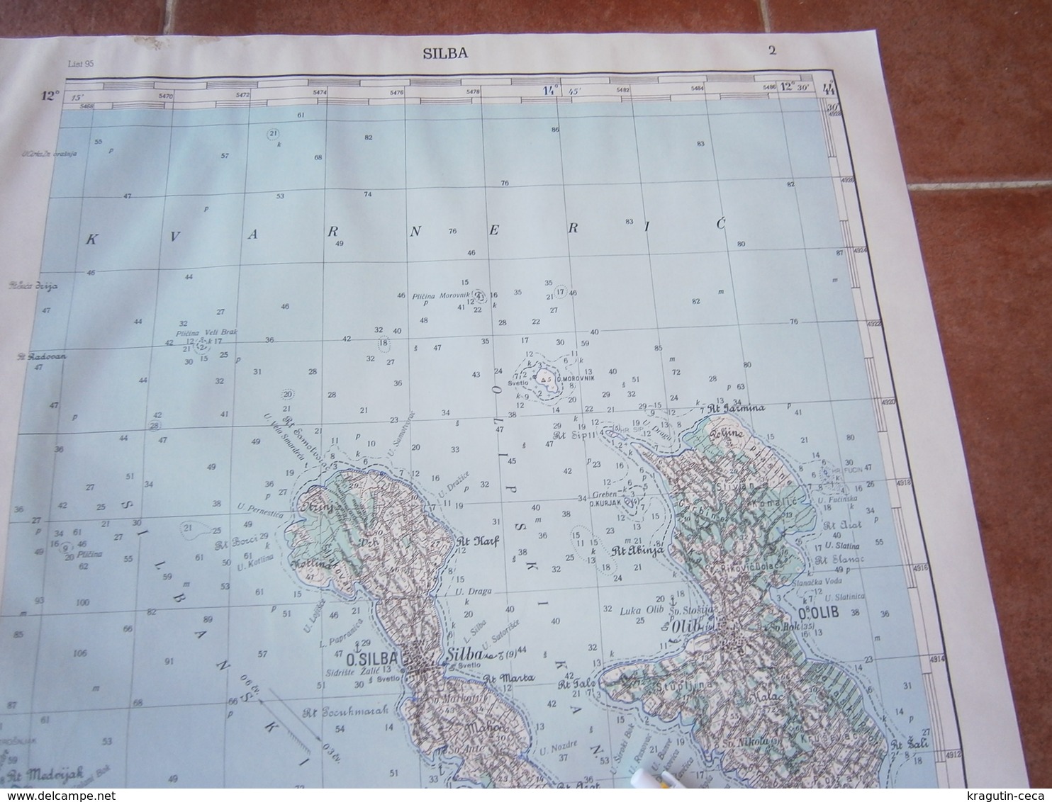 1950 SILBA CROATIA JNA YUGOSLAVIA ARMY MAP MILITARY CHART PLAN OLIB IST PREMUDA ADRIATIC SEA ŠKARDA SV NIKOLA