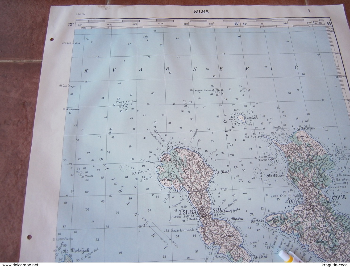 1950 SILBA CROATIA JNA YUGOSLAVIA ARMY MAP MILITARY CHART PLAN OLIB IST PREMUDA ADRIATIC SEA ŠKARDA SV NIKOLA