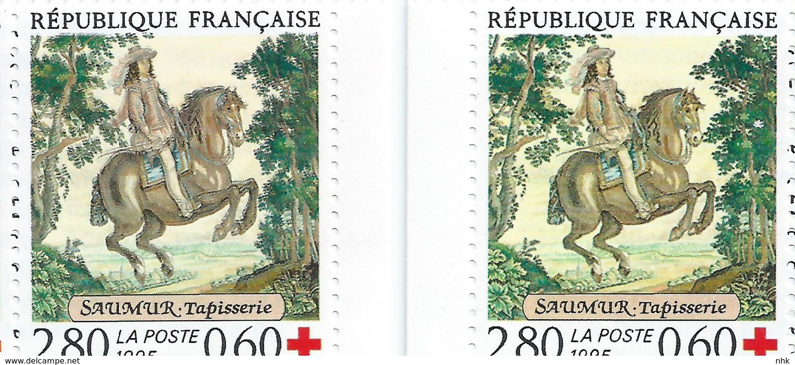 [17] Variété : Carnet N° 2044 Croix-rouge 1995 N° 2946 Double-frappe Du Tableau + Normal ** - Markenheftchen