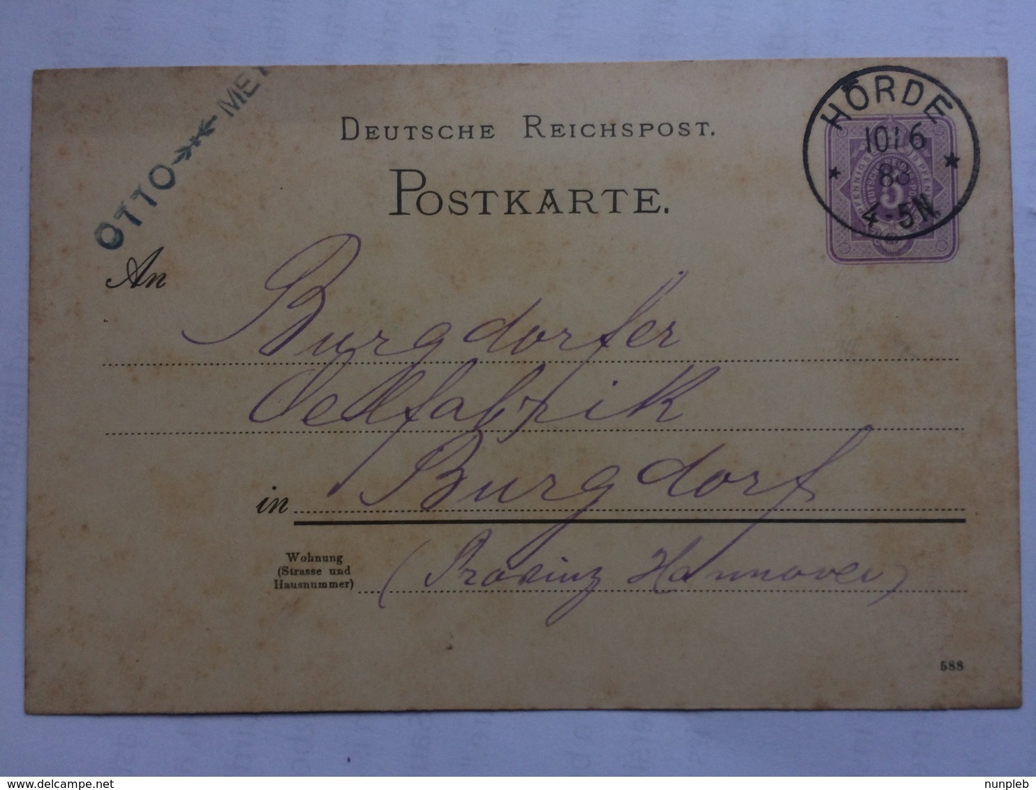 GERMANY - 1888 Postcard Horde To Burgdorf - Lettres & Documents