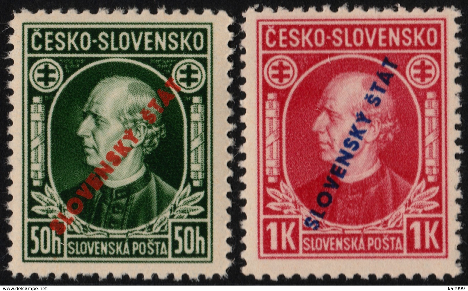 ~~~ Slovakia 1939 - Overprinted Set Andrej Hlinka - Mi. 24/25 ** MNH OG  ~~~ - Unused Stamps