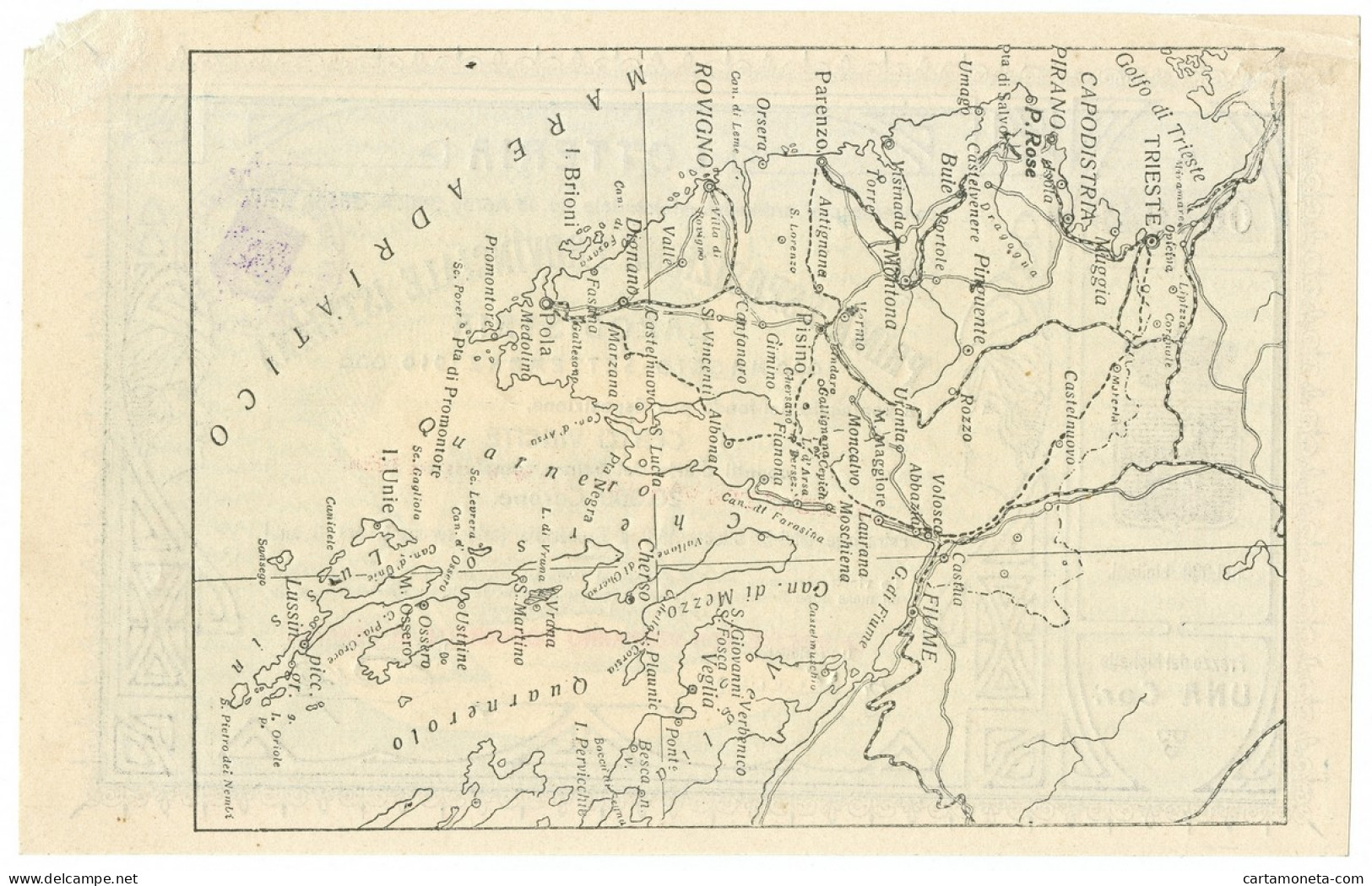 1 CORONA BIGLIETTO LOTTERIA PRIMA ESPOSIZIONE PROVINCIALE ISTRIANA 1910 SUP - Biglietti Della Lotteria