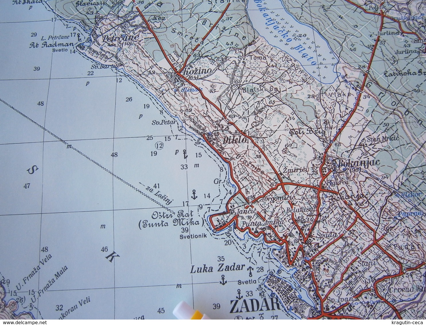 1959 ZADAR CROATIA JNA YUGOSLAVIA ARMY MAP MILITARY CHART PLAN ADRIATIC SEA PREKO MURVICA BOKANJAC BIBINJE PAŠMAN IŽ