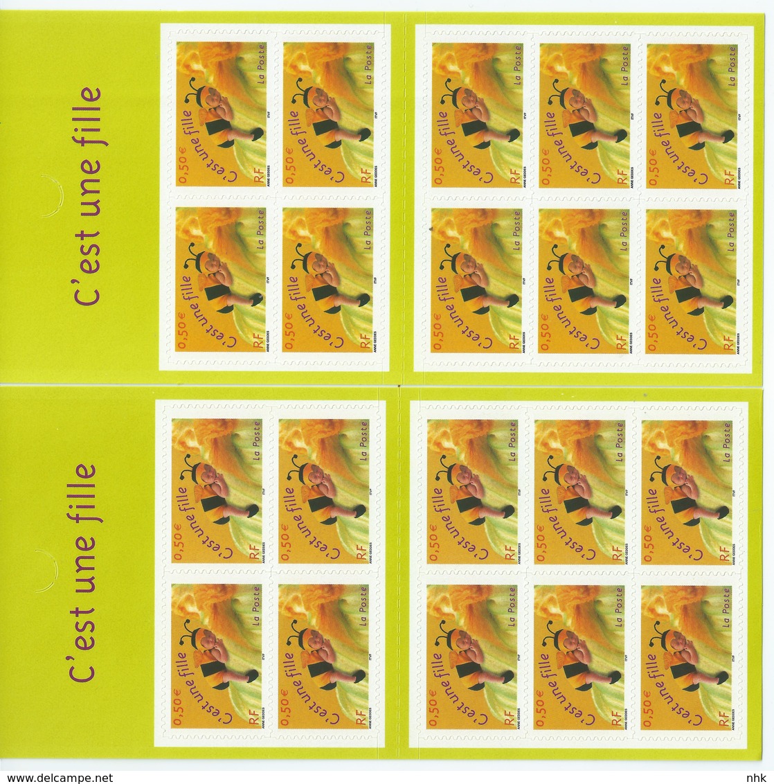 [17] Variété : Carnet  N° BC3634 C'est Une Fille Double-frappe Du Violet + Normal  ** - Carnets