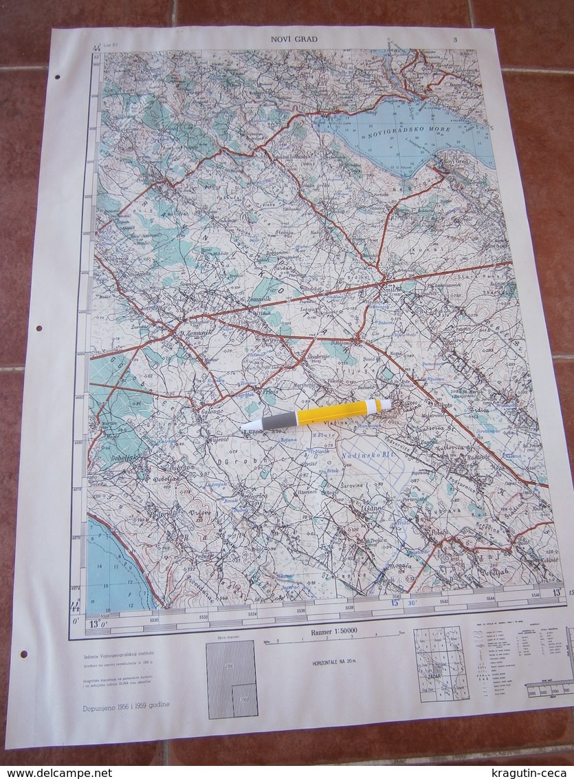 1959 NOVI GRAD CROATIA JNA YUGOSLAVIA ARMY MAP MILITARY CHART PLAN ZEMUNIK SKABRNJE PRKOS GOLOVAC DEBELJAK DUBRAVA LIŠAN - Mapas Topográficas