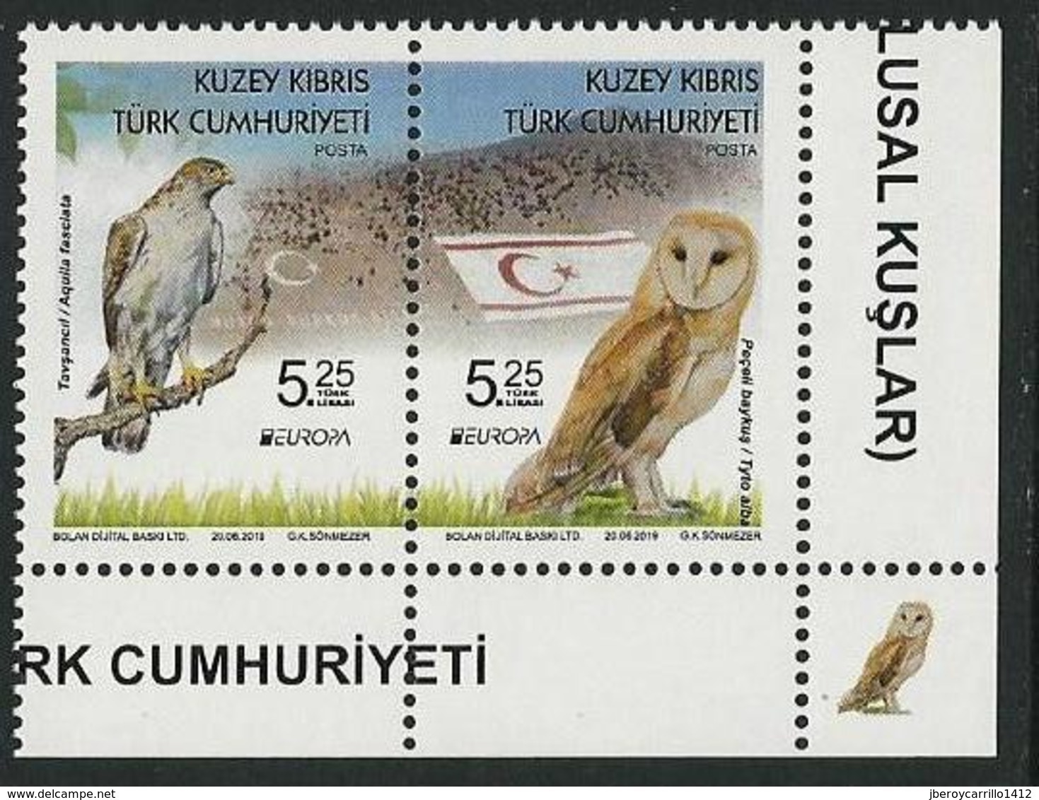 CHIPRE TURCO /TURKISH CYPRUS /TÜRKISCH ZYPERN  -EUROPA 2019 -NATIONAL BIRDS.-"AVES -BIRDS -VÖGEL -OISEAUX"-SERIE CH-D - 2019