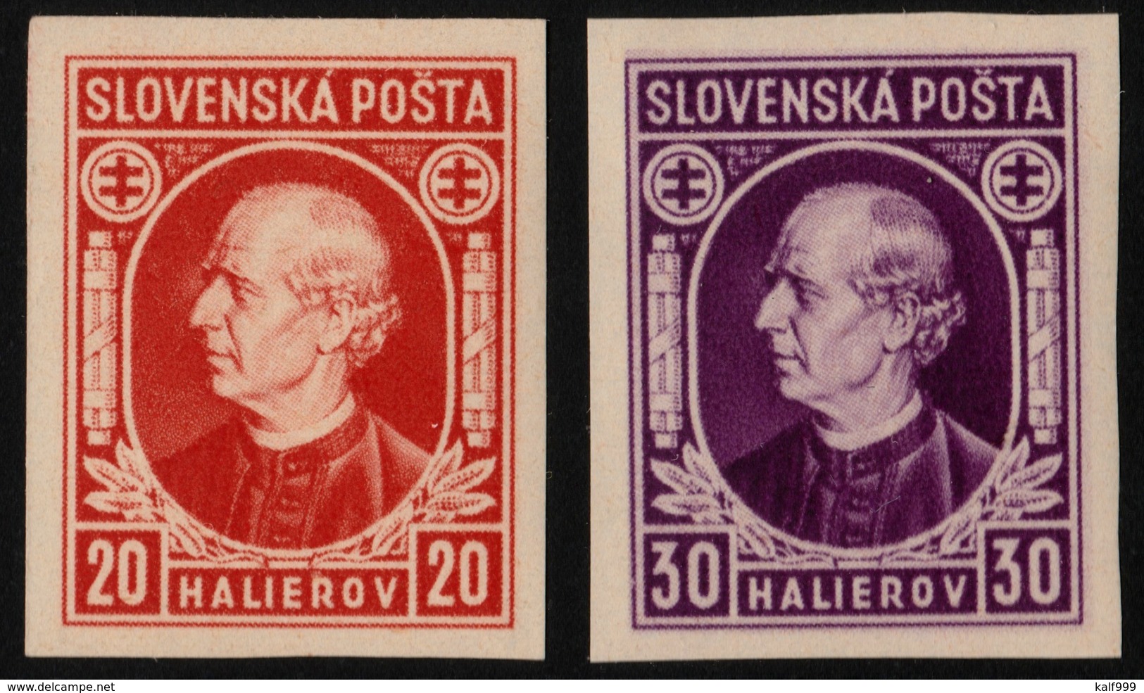 ~~~ Slovakia 1939 - Definitives Andrej Hlinka - No WM, IMPERF  - Mi. 37/38 XD ** MNH OG  ~~~ - Unused Stamps