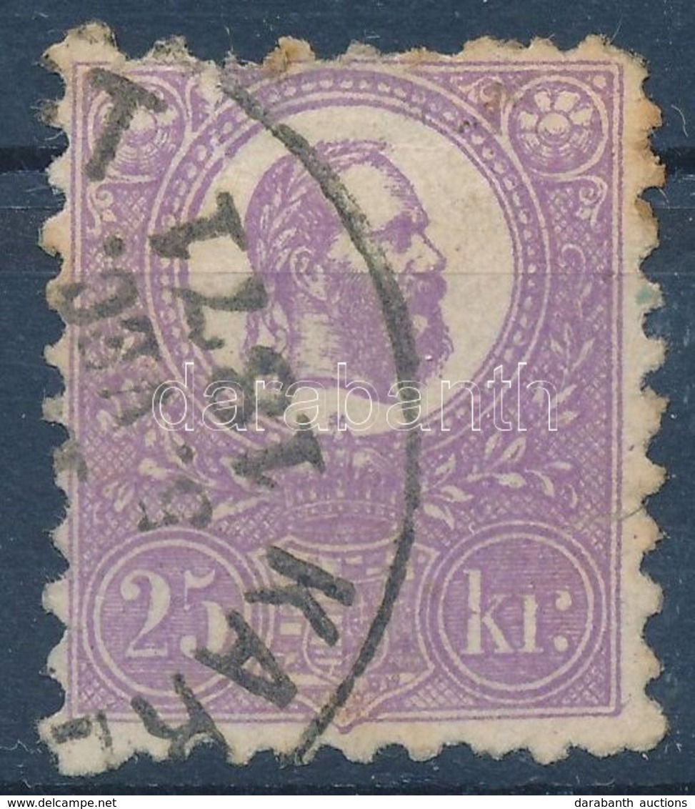 O 1871 Kőnyomat 25kr Sötétibolya (90.000) (rövid Fog és Kis Rozsda / Short Perf. And Light Stain) - Autres & Non Classés