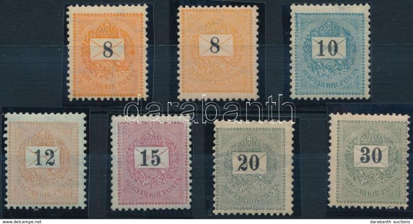 ** * 1889 2 Db Eltérő árnyalatú Feketeszámú 8kr + 10kr, 12kr, 15kr, 20kr, 30kr (30.000) - Altri & Non Classificati