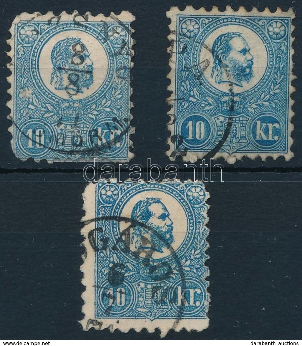 O 1871 Kőnyomat 3 Db 10kr (~80.000) Színárnyalatok, Vegyes Minőség / Colour Varieties, Mixed Quality - Altri & Non Classificati