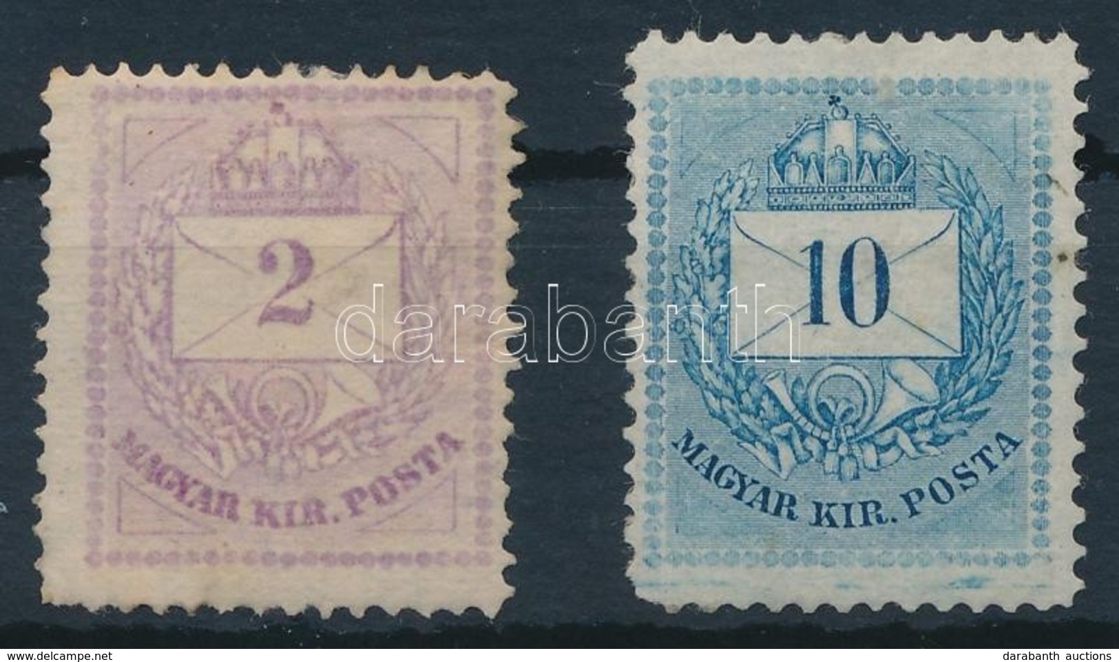 * 1874 2kr (szakadás / Tear) + 10kr, Az Alsó Háromszögek Alig Látszanak - Autres & Non Classés