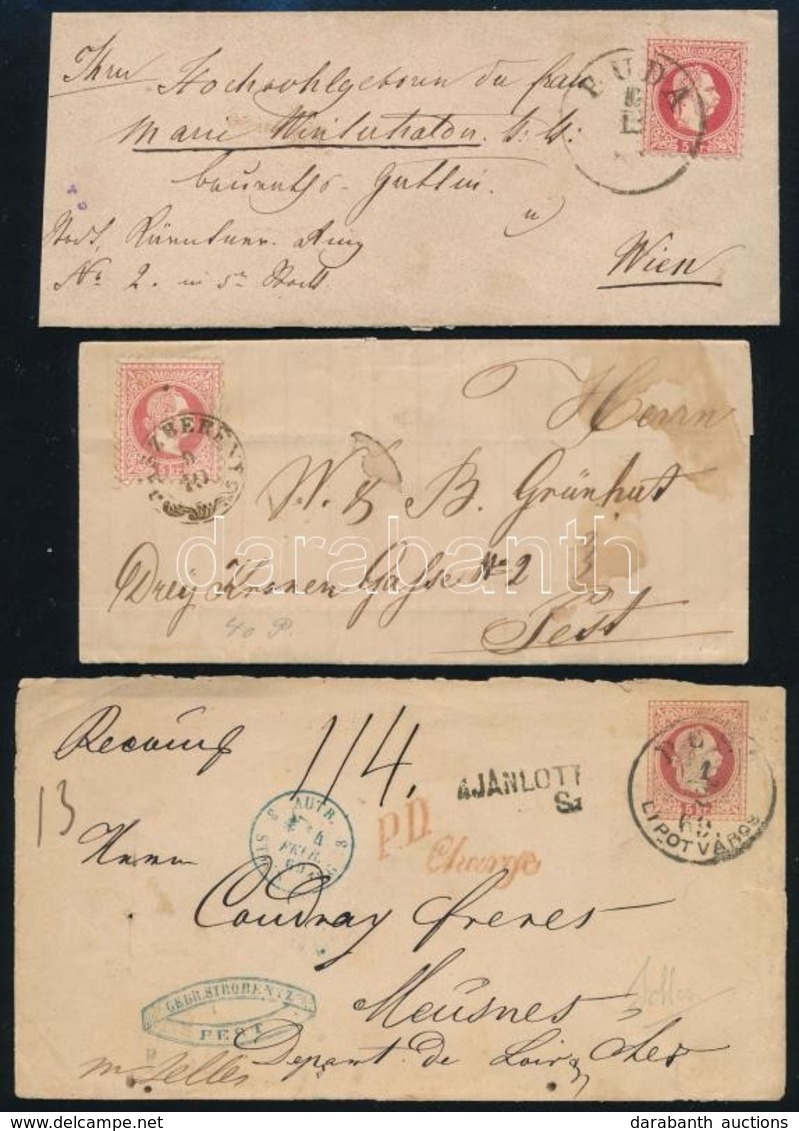 2 Db 1867-es Levél és 1 Előlap 'BUDA', 'JÁSZBERÉNY', 'PEST' - Altri & Non Classificati