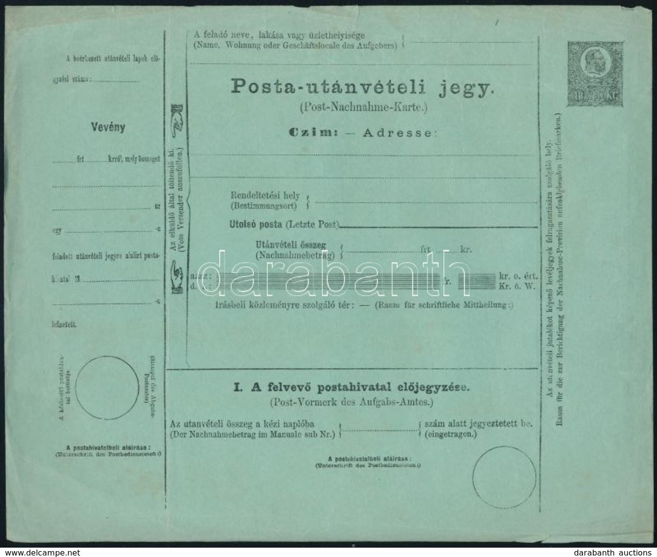 2 Db 1871-es Használatlan Posta Utánvételi Jegy, Magyar Német és Horvát-német Nyelven - Autres & Non Classés