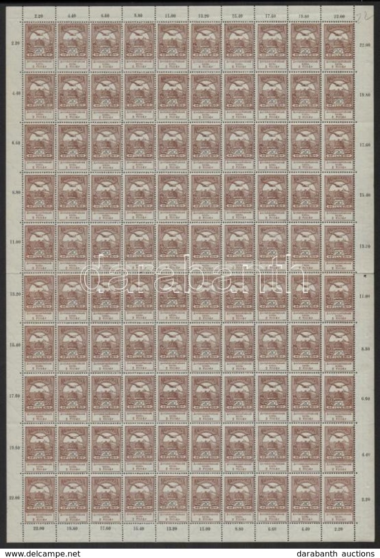 ** 1913 Árvíz 20f Hajtott Teljes ív (120.000) - Altri & Non Classificati