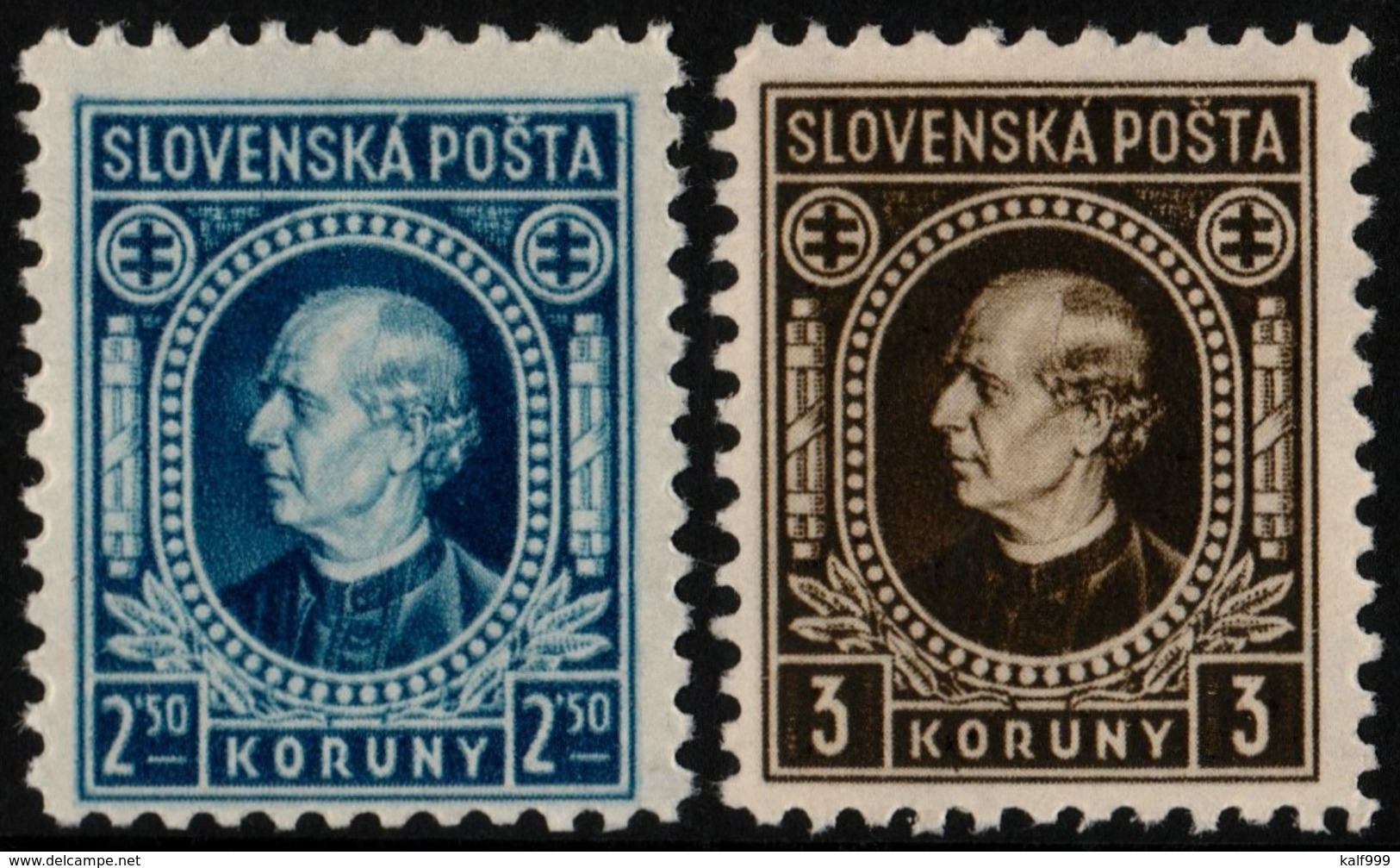 ~~~ Slovakia 1939 - Definitives Andrej Hlinka - WM 1, Perf 10½  - Mi. 41/42 YB ** MNH OG  ~~~ - Ungebraucht