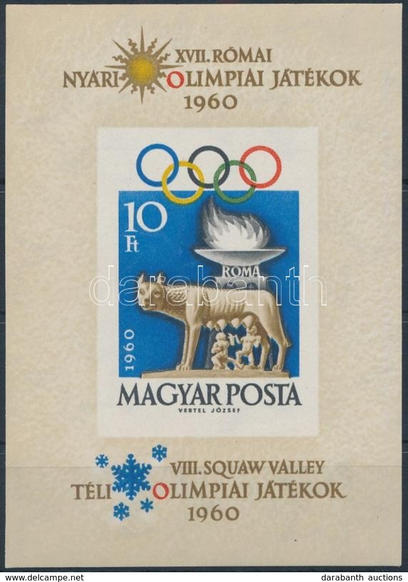 ** 1960 Olimpia (I.) - Róma Téli Olimpia (I.) - Squaw Valley Vágott Blokk (10000) - Altri & Non Classificati