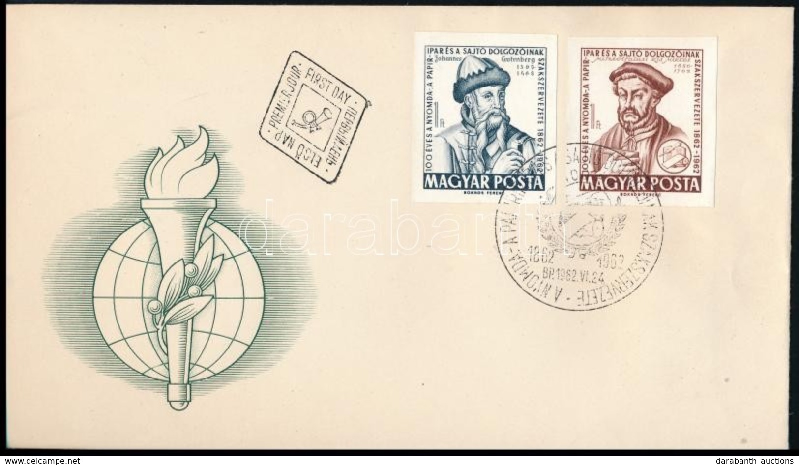 1962 Gutenberg és Misztótfalusi Kis Miklós Vágott Bélyegek FDC-n - Altri & Non Classificati