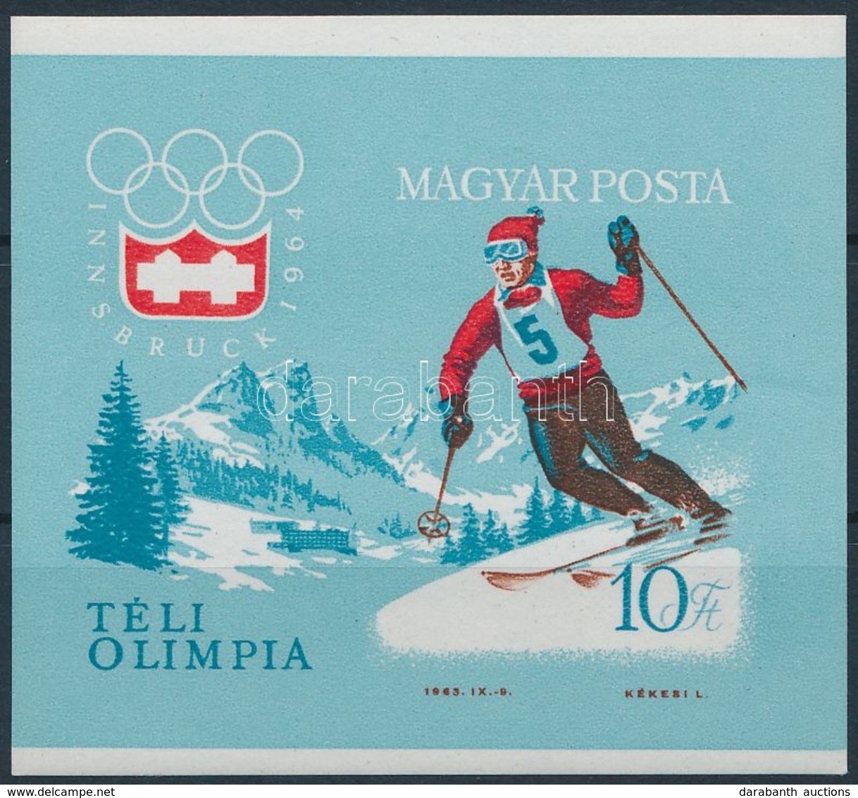 ** 1964 Téli Olimpia (II.) - Innsbruck Vágott Blokk (6.000) - Altri & Non Classificati