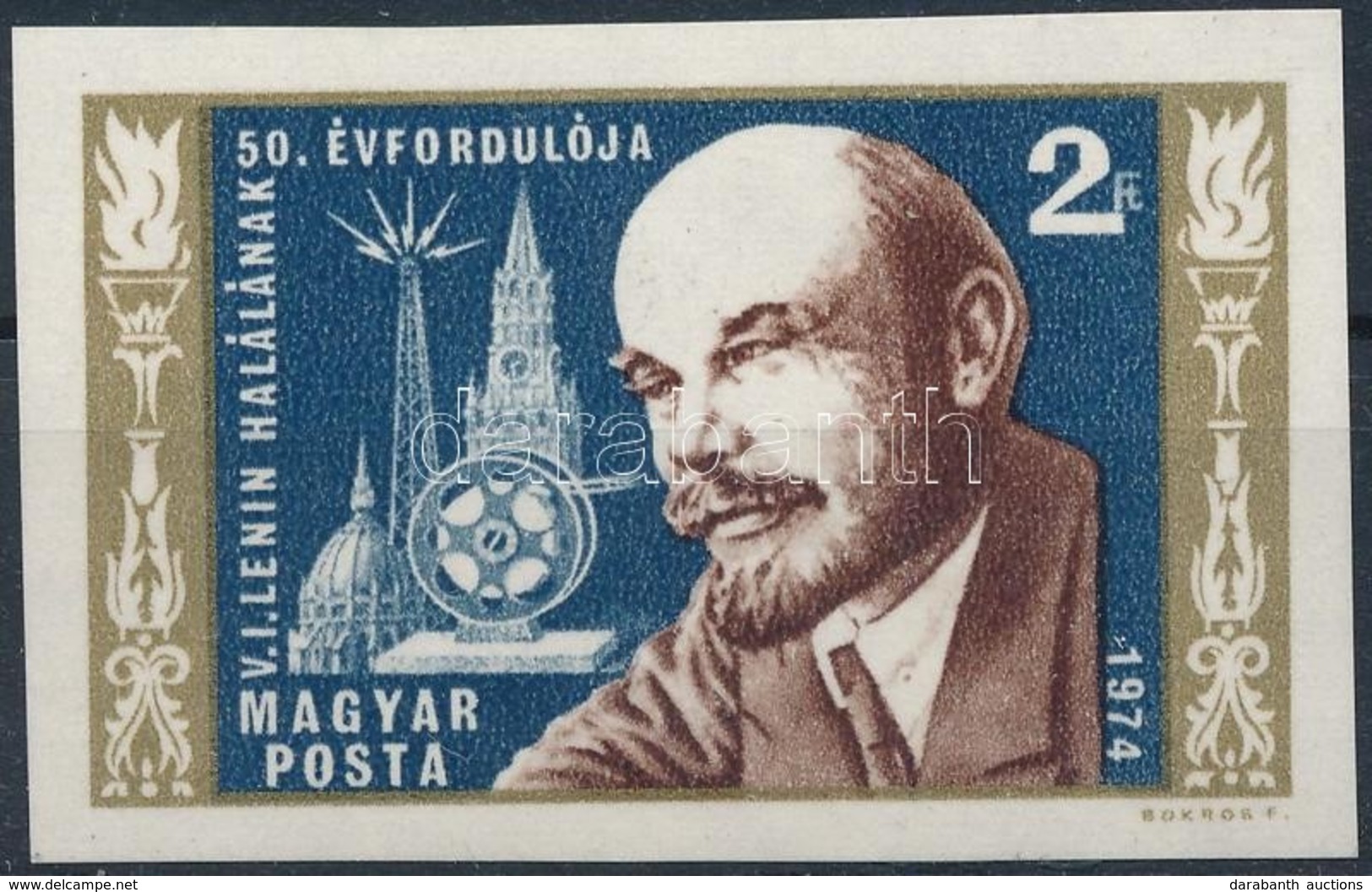 ** 1974 Vlagyimir Iljics Lenin (III.) Vágott Bélyeg (betapadás) - Altri & Non Classificati