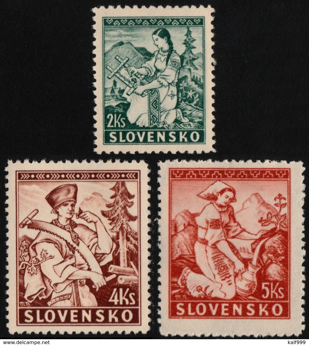 ~~~ Slovakia 1939 - Costumes - Perf 12½  - Mi. 43/45 A ** MNH OG  ~~~ - Ongebruikt