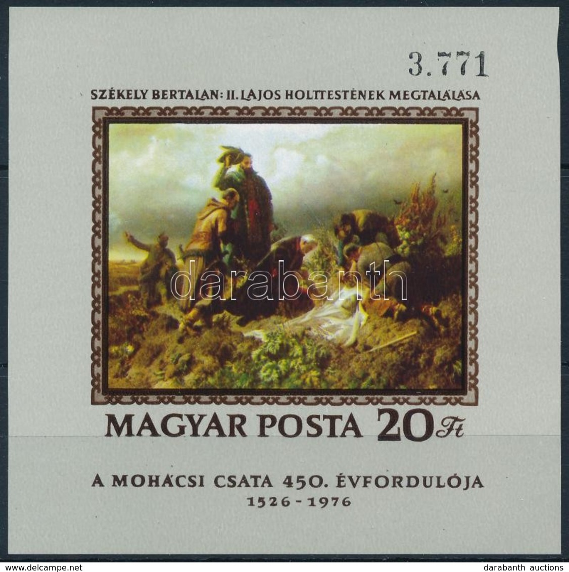 ** 1976 Festmény (XVI.) - Mohácsi Csata Vágott Blokk (5.000) - Altri & Non Classificati