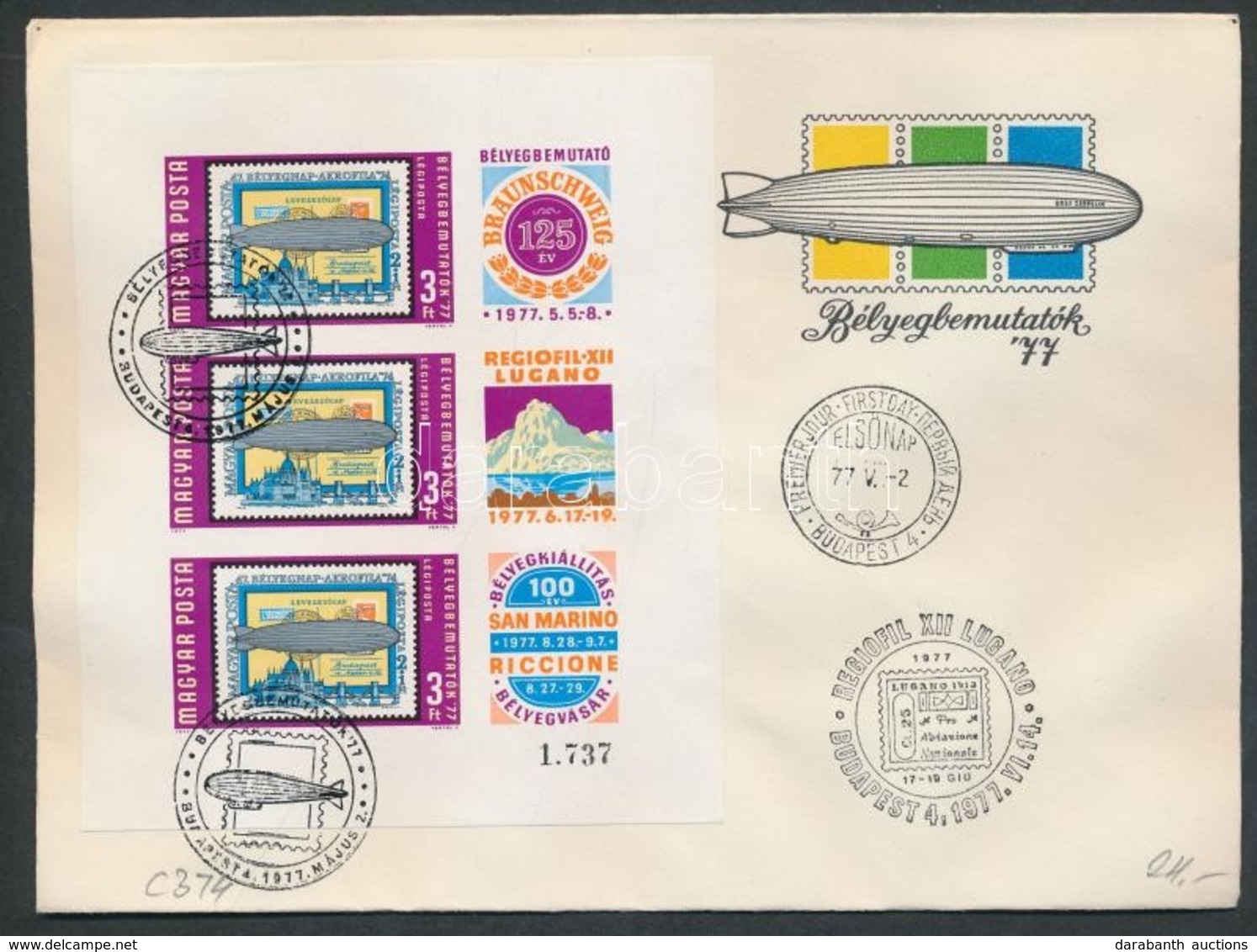 1977 Bélyegbemutatók Vágott Blokk FDC-n (4.000) - Altri & Non Classificati