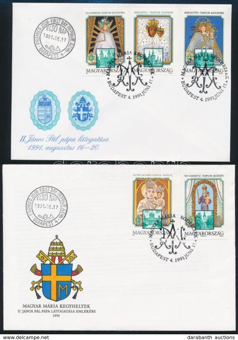 1991 Mária Kegyhelyek Vágott Sor 2 Db FDC-n - Autres & Non Classés