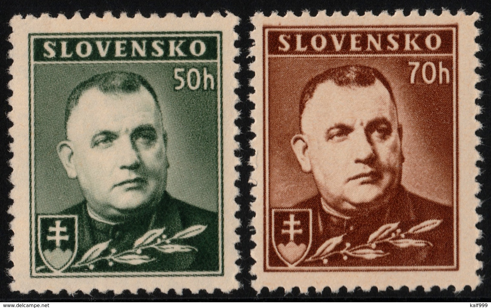 ~~~ Slovakia 1939 - Tiso - WM 1, Perf 12½ - Mi. 67/68 YA ** MNH OG  ~~~ - Unused Stamps
