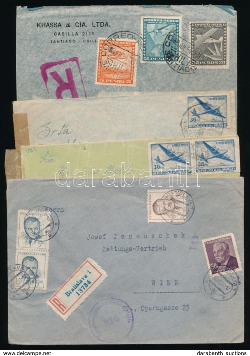 Uruguay, Csehszlovákia, Chile 1951-1954 4 Klf Levél Ausztriába - Autres & Non Classés